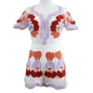Alice McCall never ever playsuit white mesh romper with applique  embroidery